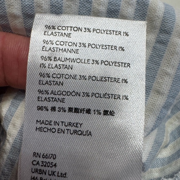 Pilcro Blue White Striped Collared Sleeveless Button Down Tie Bottom Blouse XS - Picture 3 of 5